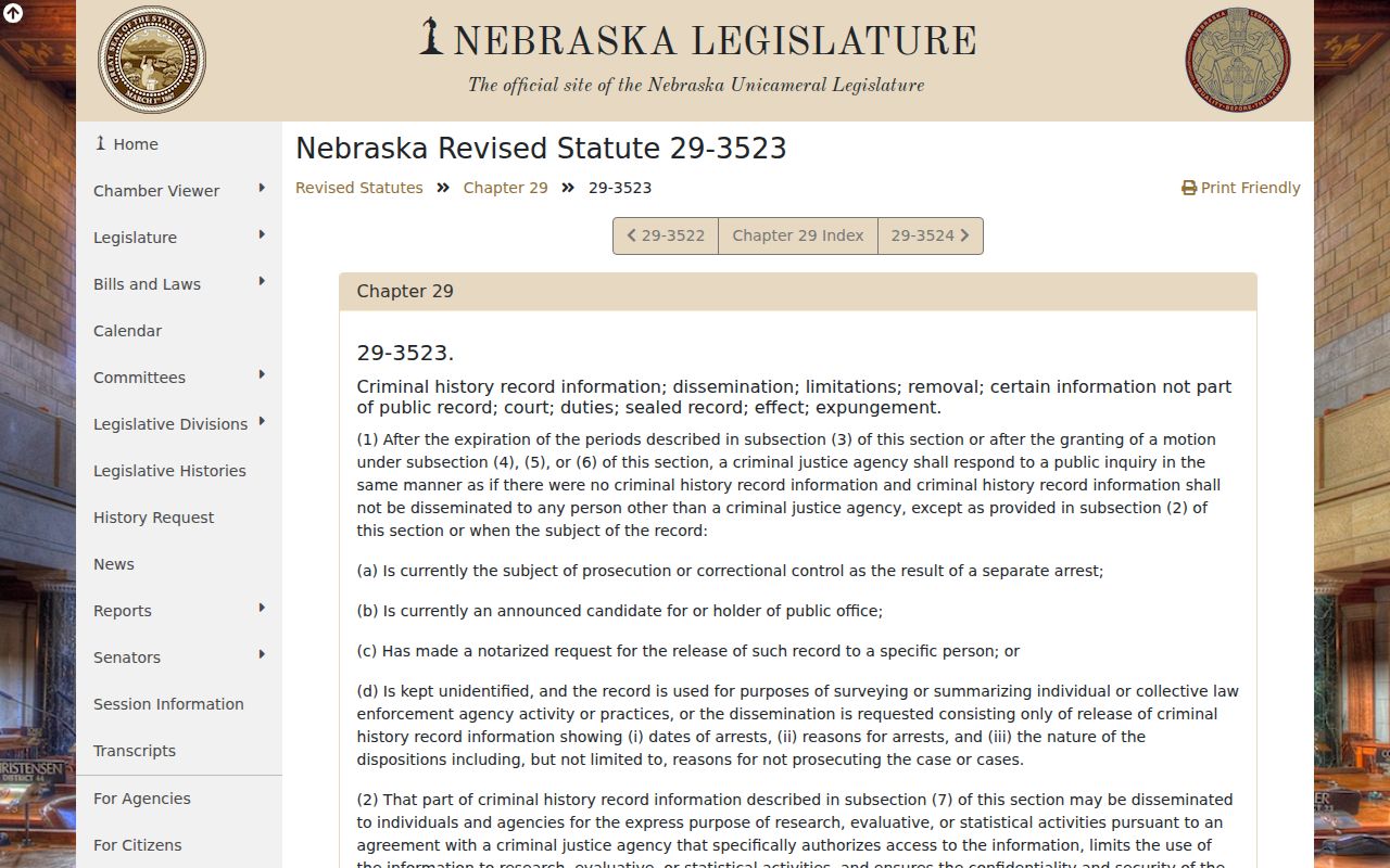 York County arrest history public dissemination limits under Nebraska law