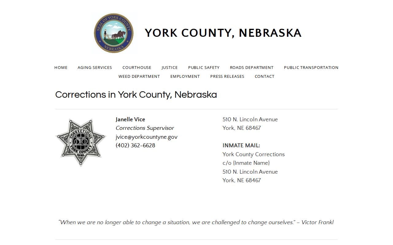 York County criminal records corrections facility information