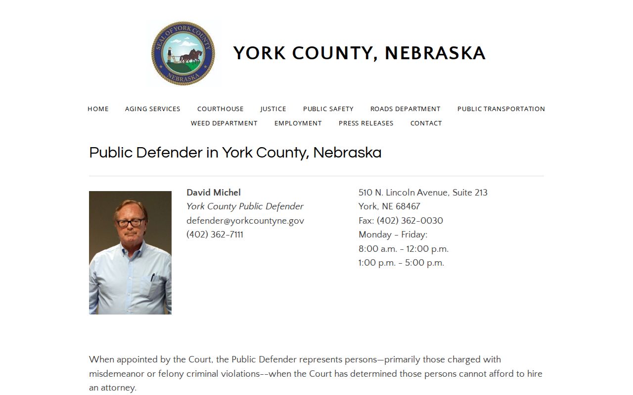 York County criminal records Public Defender office information