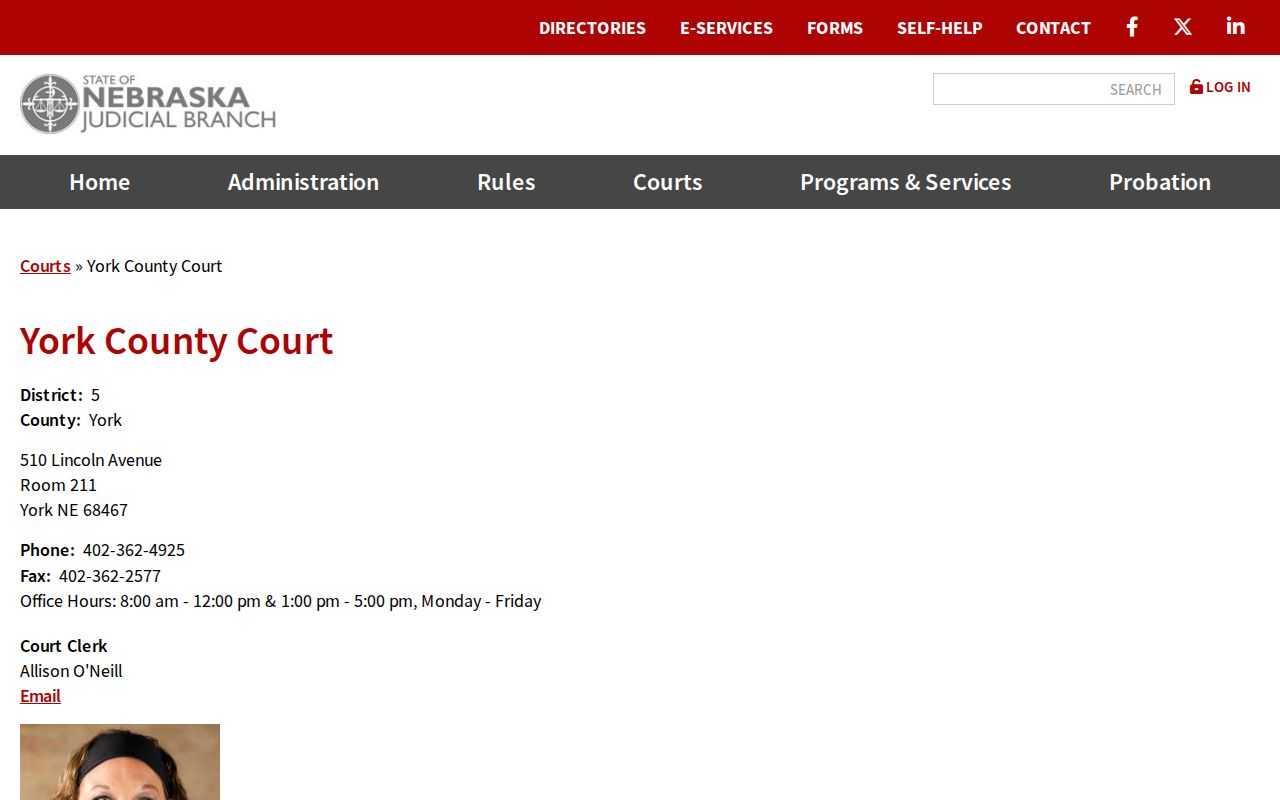 York County criminal court cases directory page