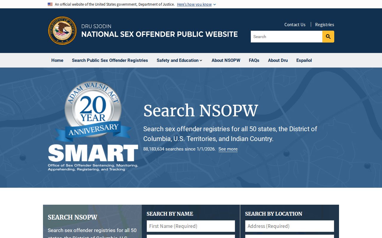 National search layer for York County sex offender records